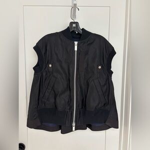 Sacai Black Nylon Twill Vest